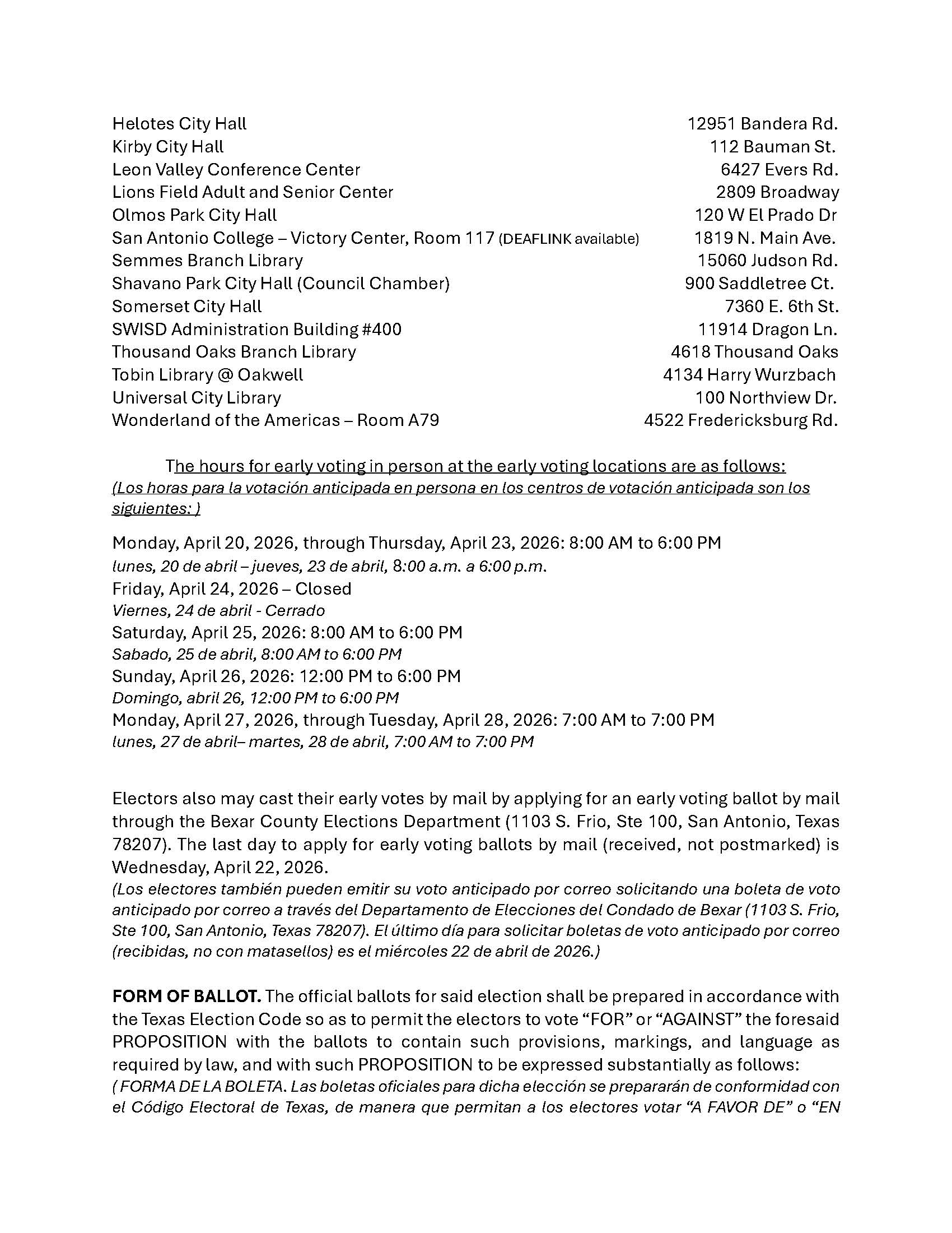 DOCS1 357166 v2 2026 SPECIAL ELECTION NEWSPAPER NOTICE 1 4 SALES TAX Page 2