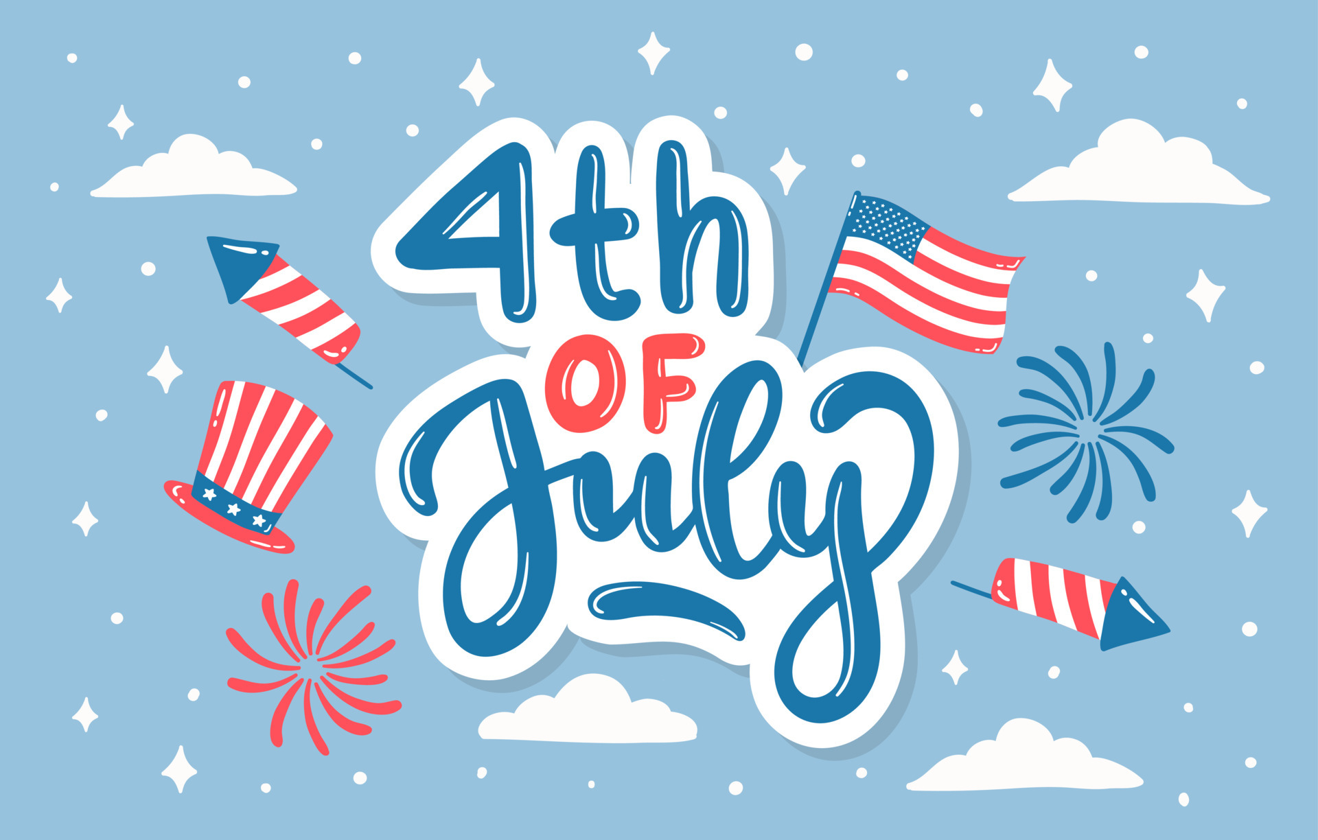 happy independence day 4th of july with american flag background free vector